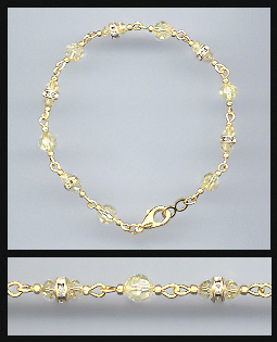 Gold Jonquil Yellow Crystal Rondelle Bracelet