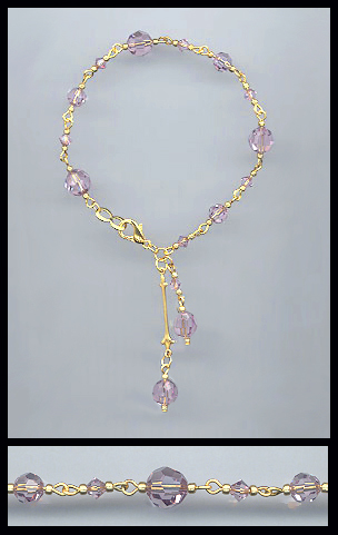 Gold Swarovski Lavender Crystal Bracelet