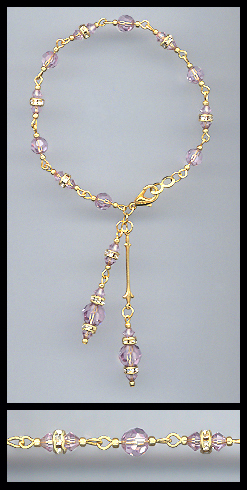 Gold Swarovski Lavender Rondelle Bracelet