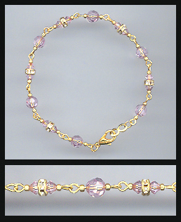 Gold Aquamarine Crystal Rondelle Bracelet