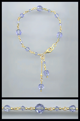 Gold Light Blue Swarovski Crystal Bracelet