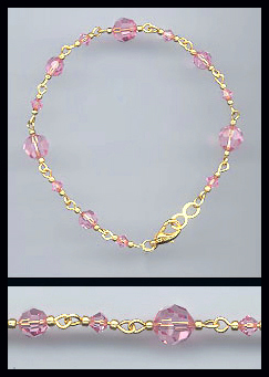 Gold Light Pink Crystal Bracelet