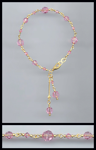 Gold Light Pink Swarovski Crystal Bracelet
