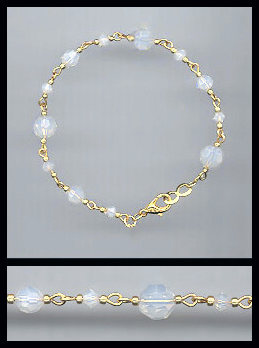 Gold Opal White Crystal Bracelet