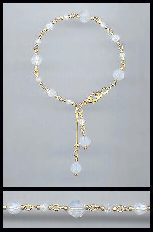 Gold Opal White Swarovski Crystal Bracelet