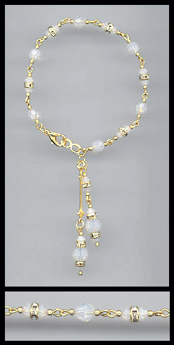 Gold Swarovski Opal White Rondelle Bracelet