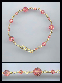 Hand-Linked Coral Sunset Crystal Bracelet