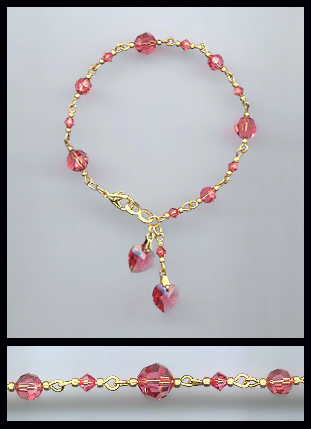 Coral Sunset Heart Charm Anklet