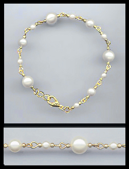 Hand-Linked Cream Pearl Anklet