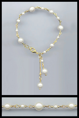Cream PearlCrystal Anklet