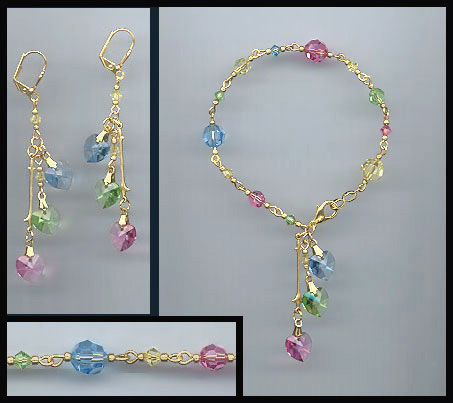 Pastel Hearts Bracelet and Earring Set