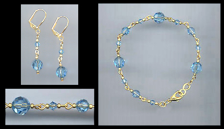 Swarovski Aquamarine Bracelet Earring Set