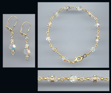 Aurora Borealis Crystal Bracelet Earrings Set