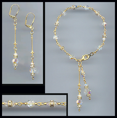 Ruby Red Crystal Drop Bracelet Set