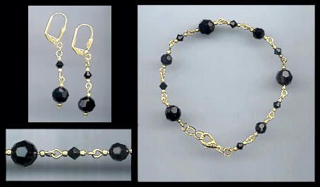 Swarovski Jet Black Bracelet Set