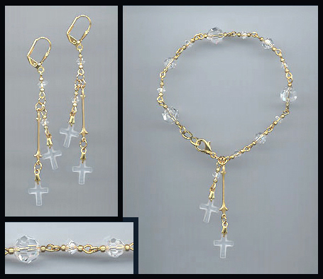 Crystal Double Cross Bracelet Set