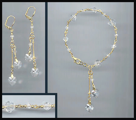 Crystal Double Heart Bracelet Set