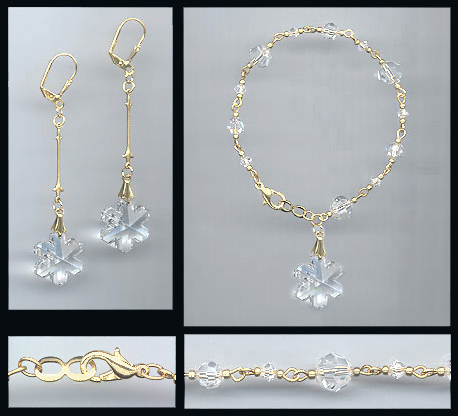 Crystal Snowflake Bracelet Set