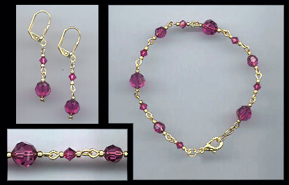 Swarovski Fuchsia Pink Bracelet Set