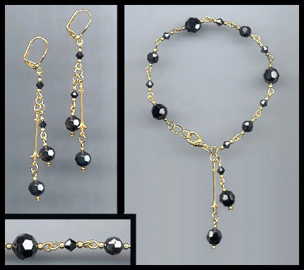 Hematite Crystal Drop Bracelet Set