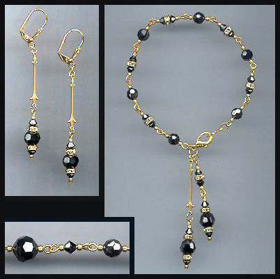 Hematite Crystal Drop Bracelet Set