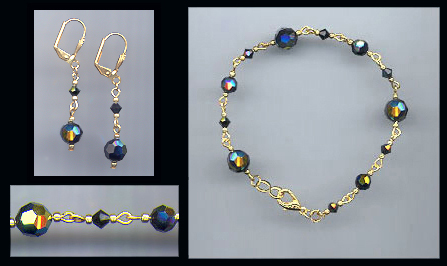 Swarovski Black Aurora Bracelet Set