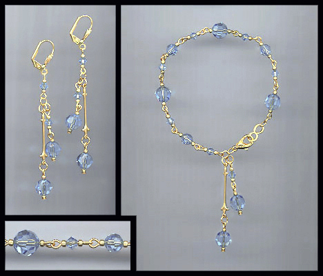 Light Blue Crystal Drop Bracelet Set