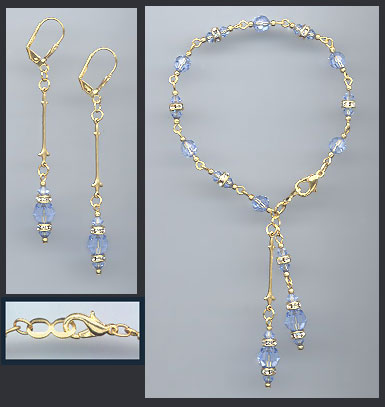 Light Blue Crystal Drop Bracelet Earring Set