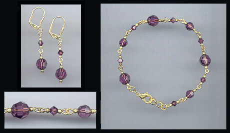 Swarovski Amethyst Purple Bracelet Set