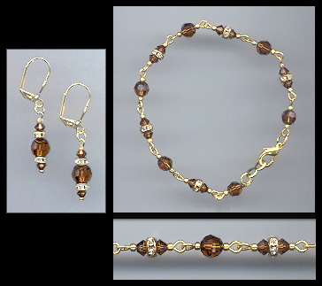 Coffee BrownCrystal Bracelet Set