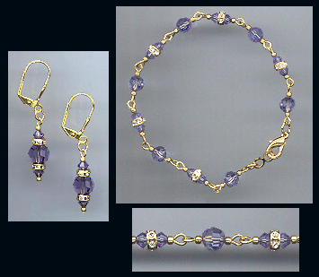 Tanzanite Purple Crystal Bracelet Set