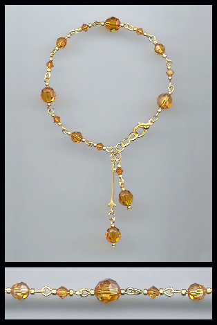 Gold Swarovski Amber Topaz Crystal Bracelet