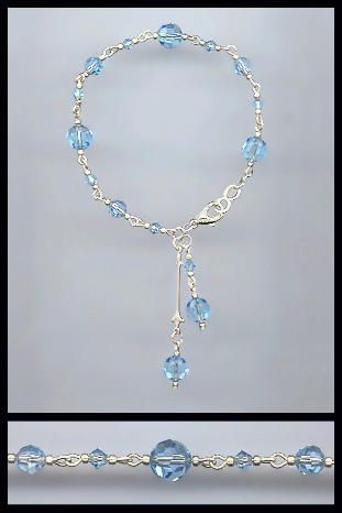Silver Aquamarine Crystal Bracelet