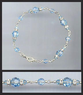 Aquamarine Crystal Rondelle Anklet