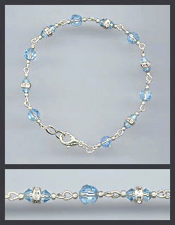 Delicate Swarovski Aquamarine Crystal Anklet