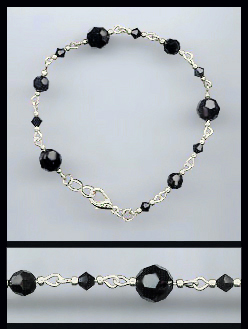 Silver Jet Black Crystal Bracelet