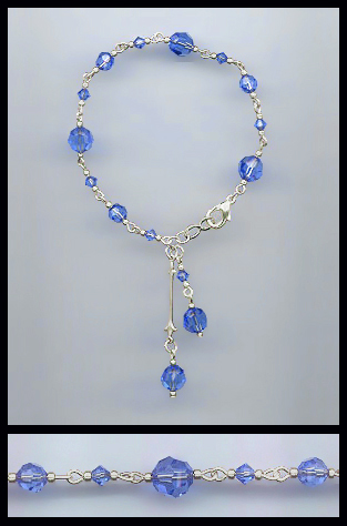 Silver Sapphire Blue Swarovski Crystal Bracelet