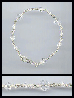 Hand-Linked Silver Clear Crystal Bracelet