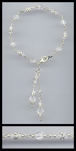 Silver Aquamarine Crystal Rondelle Bracelet