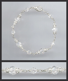 Silver Clear Crystal and Rhinestone Bracelet