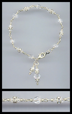 Silver Clear Crystal Charm Bracelet