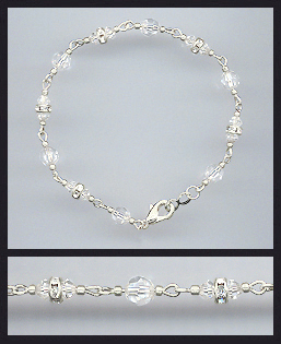 Silver Aquamarine Crystal and Rondelles Bracelet