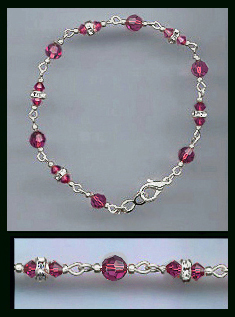 Fuchsia Pink Crystal Bracelet Earrings Set