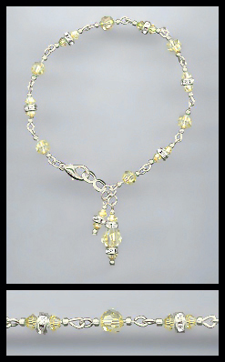 Silver Jonquil Yellow Crystal Charm Bracelet