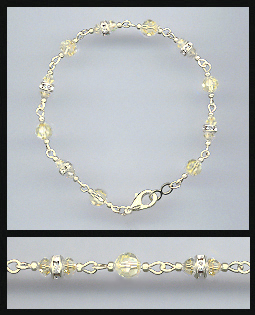 Silver Jonquil Yellow Crystal Rondelle Bracelet