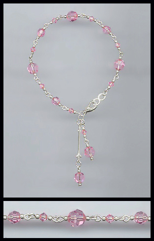Silver Swarovski Light Pink Crystal Bracelet
