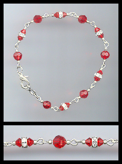 Delicate Cherry Red Crystal Bracelet
