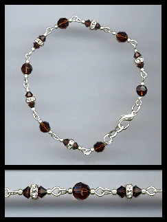 Mocca Brown Crystal Bracelet Earrings Set