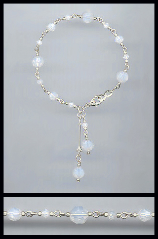 Silver Opal White Crystal Bracelet