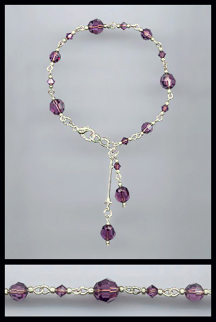 Silver Swarovski Amethyst Purple Crystal Bracelet